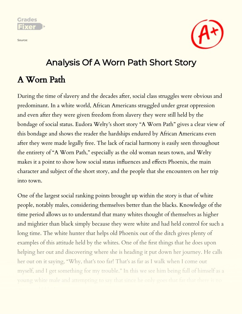 Analysis Of A Worn Path Short Story [Essay Example], 1382 words