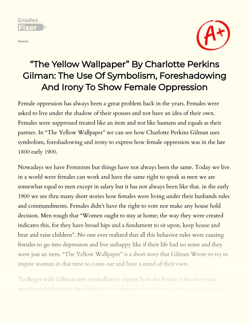 Yellow Wallpaper Short Story Meaning