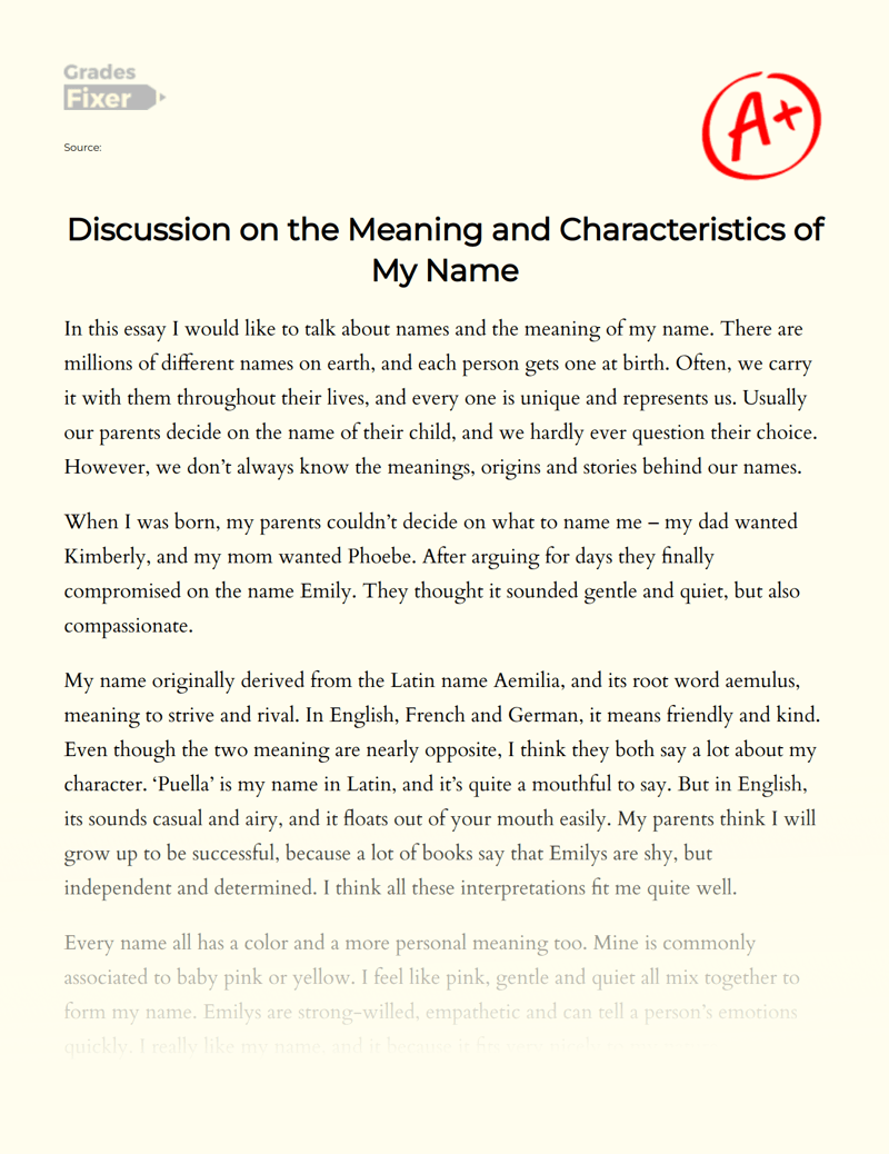 Analysis of The Meaning of My Name [Essay Example], 377 words GradesFixer