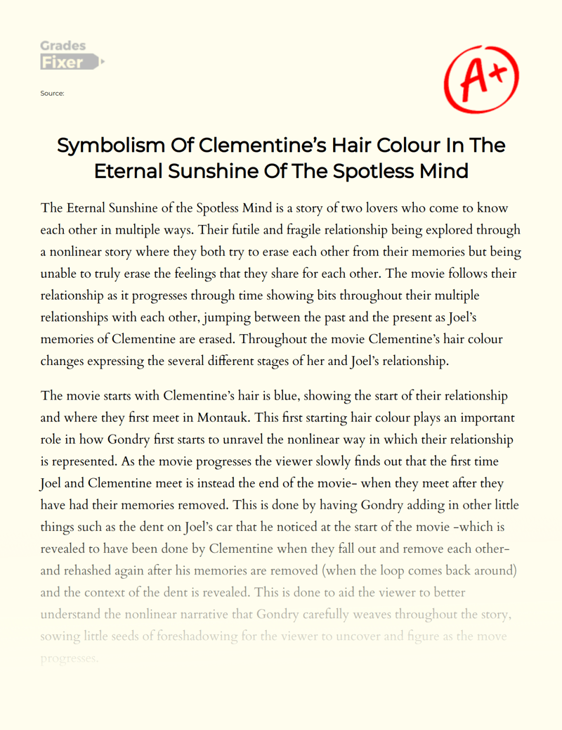 Symbolism Of Clementine’s Hair Colour In The Eternal Sunshine Of The