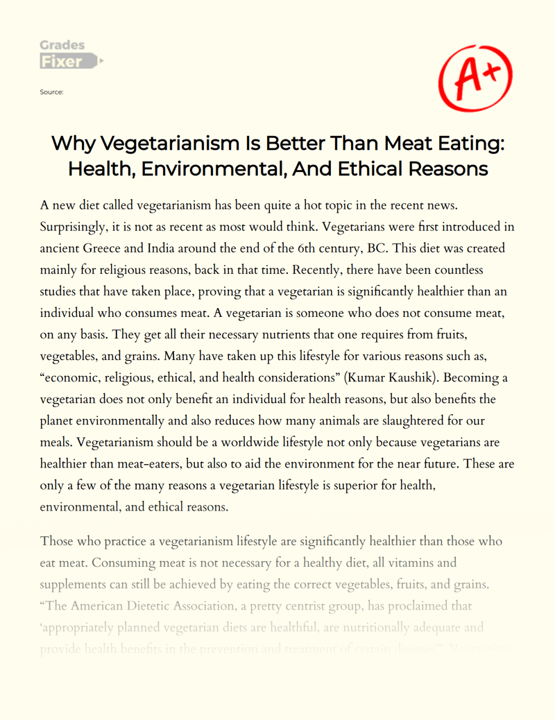Why Vegetarianism Is Better Than Meat Eating Health, Environmental