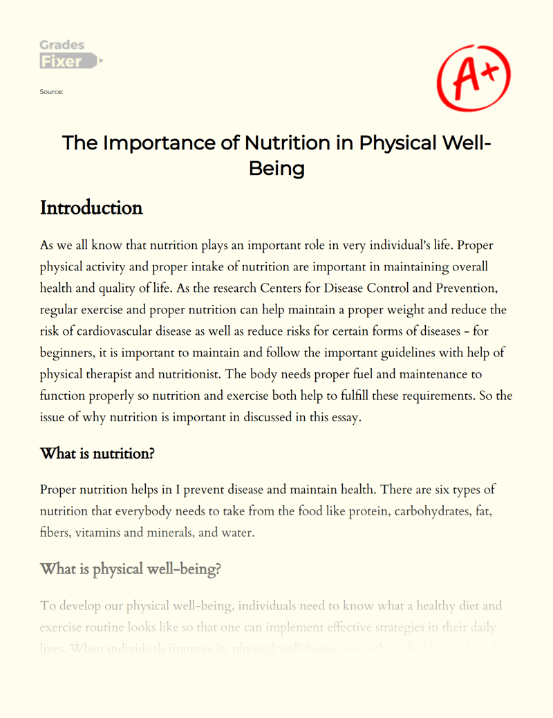 Nutrition as an Important Aspect of Our Life Physical & Mental Health