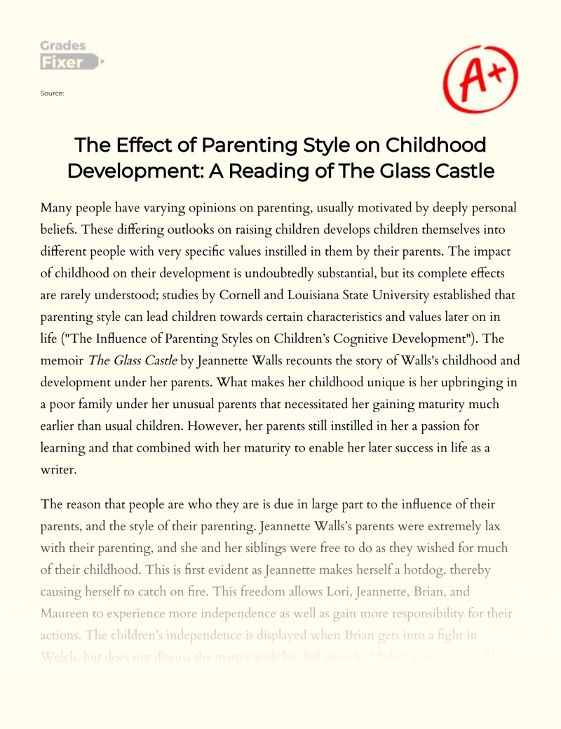 The Effect of a Parenting Style on the Development of a Child as