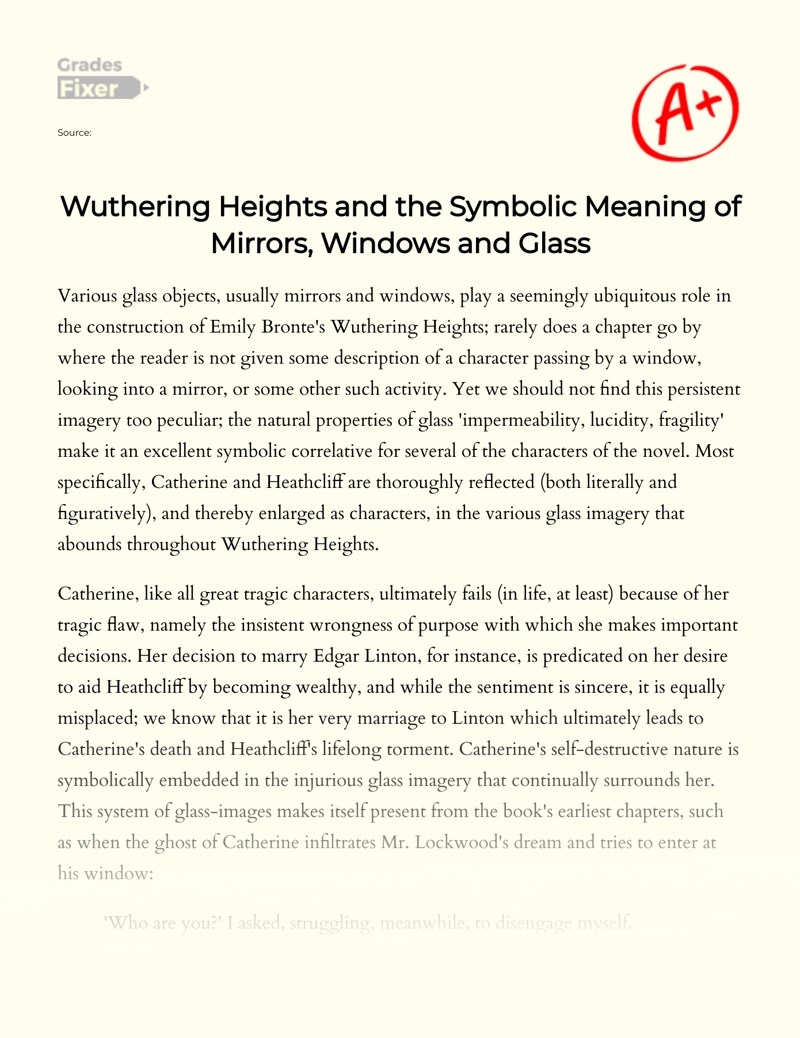 Symbolic Meaning of Mirrors, Windows and Glass in Wuthering Heights