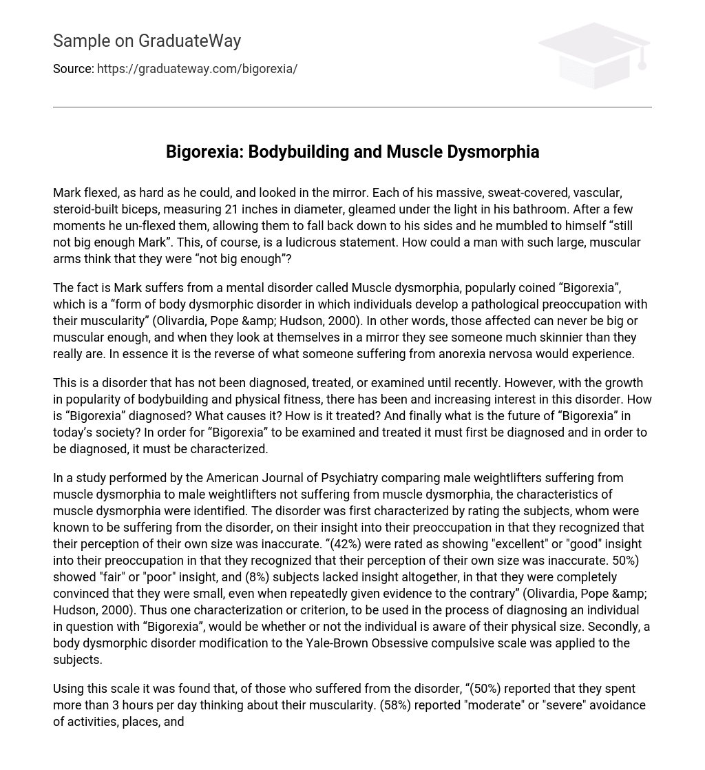 ⇉Bigorexia Bodybuilding and Muscle Dysmorphia Essay Example GraduateWay