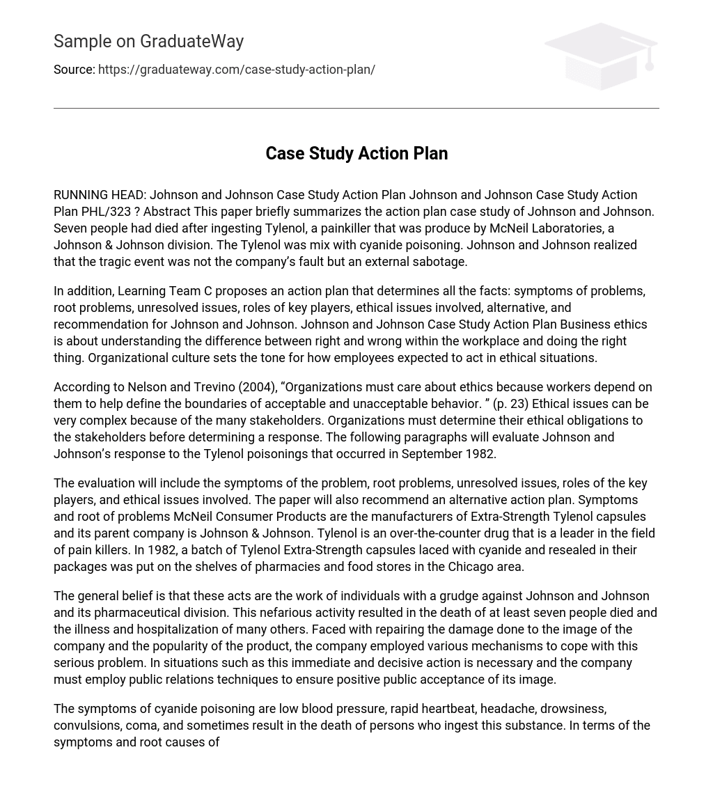 Case Study Action Plan 2627 Words Free Essay Example on GraduateWay
