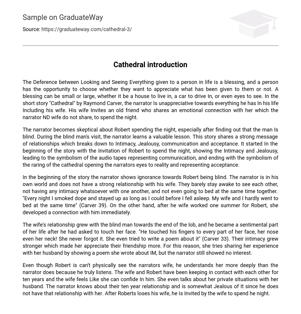 Cathedral introduction 1137 Words Free Essay Example on GraduateWay