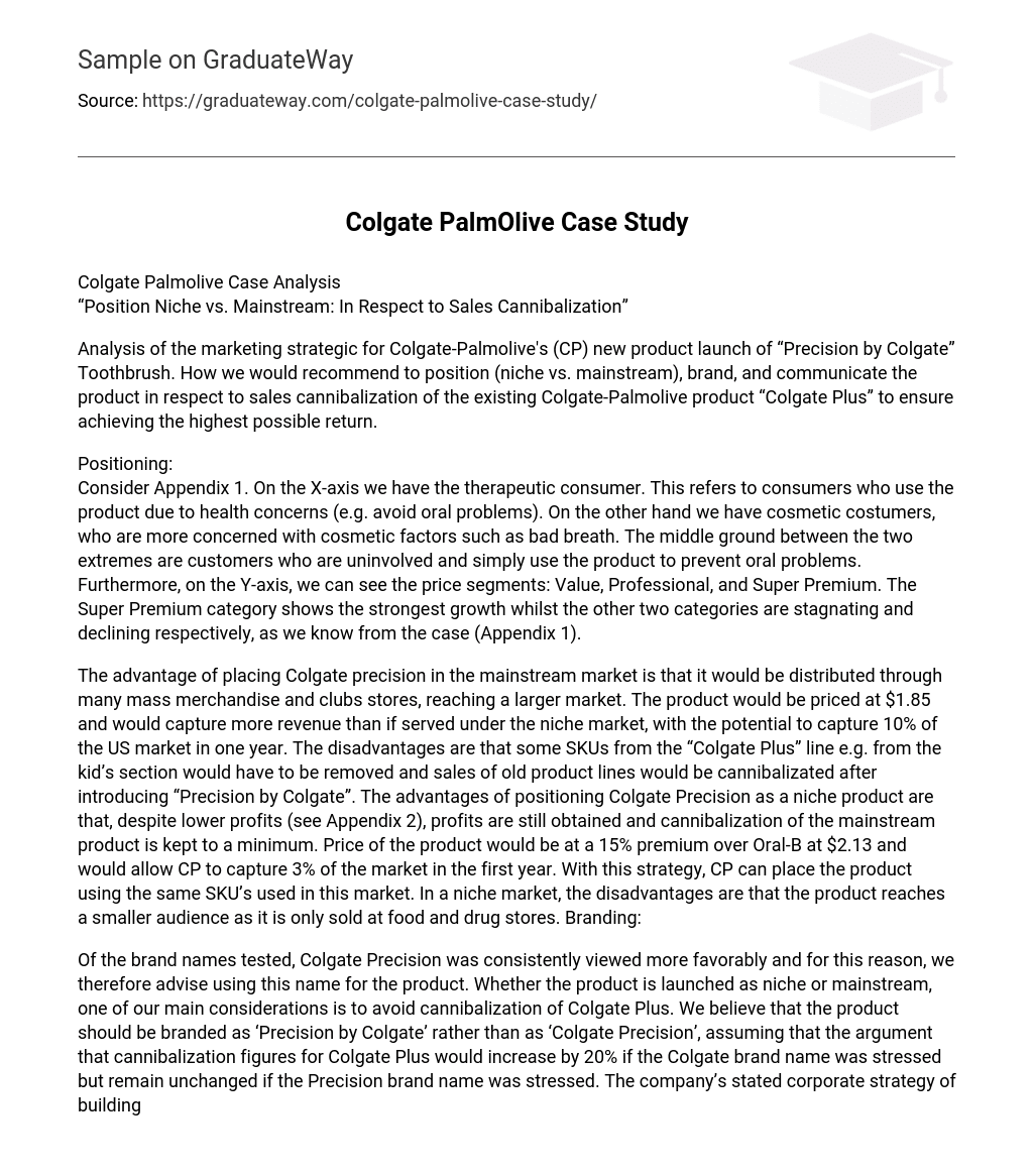 ⇉Colgate PalmOlive Case Study Essay Example GraduateWay