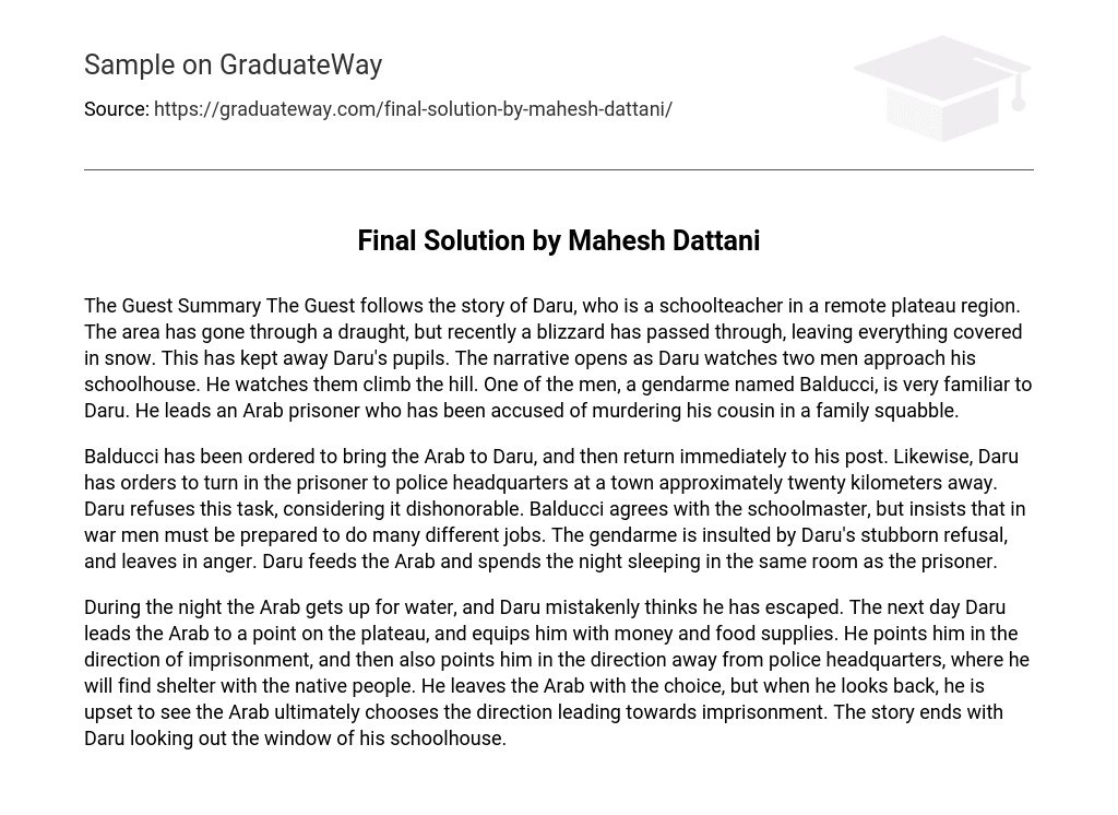 Final Solution by Mahesh Dattani Short Summary Essay Example GraduateWay