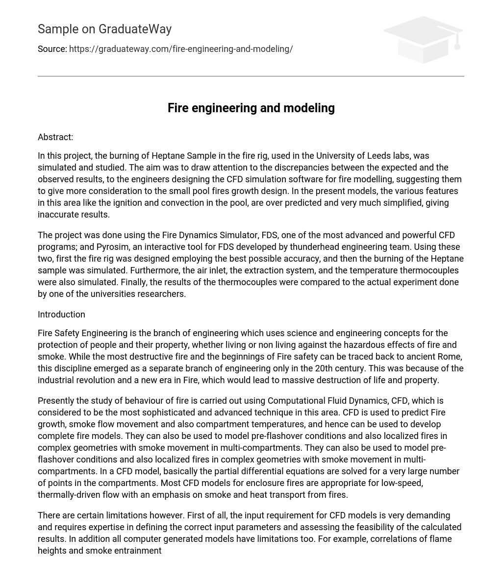 ⇉Fire engineering and modeling Essay Example GraduateWay