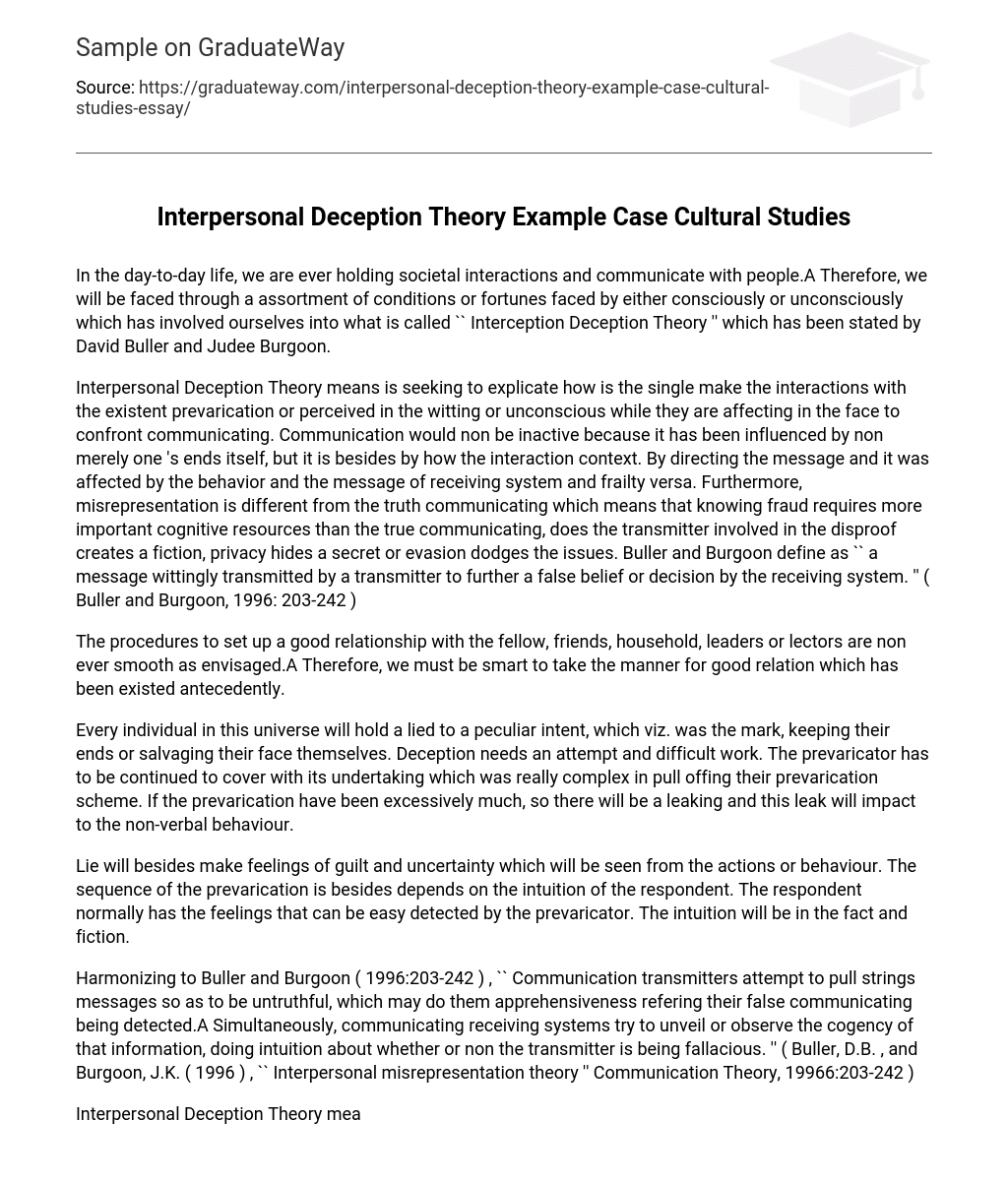 ⇉Interpersonal Deception Theory Example Case Cultural Studies Essay(03)