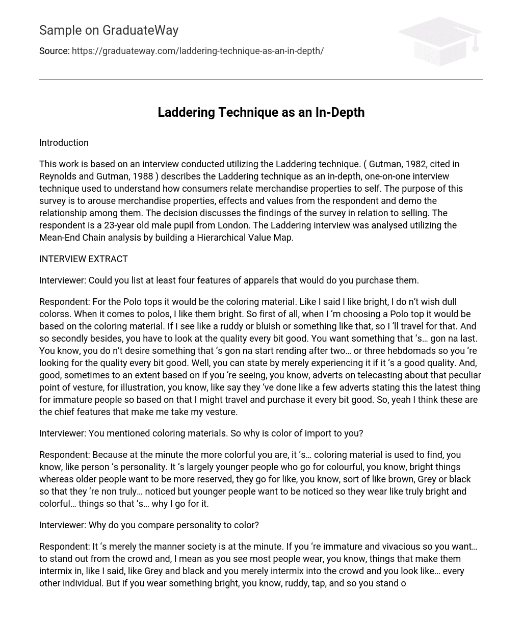 ⇉Laddering Technique as an InDepth Essay Example GraduateWay