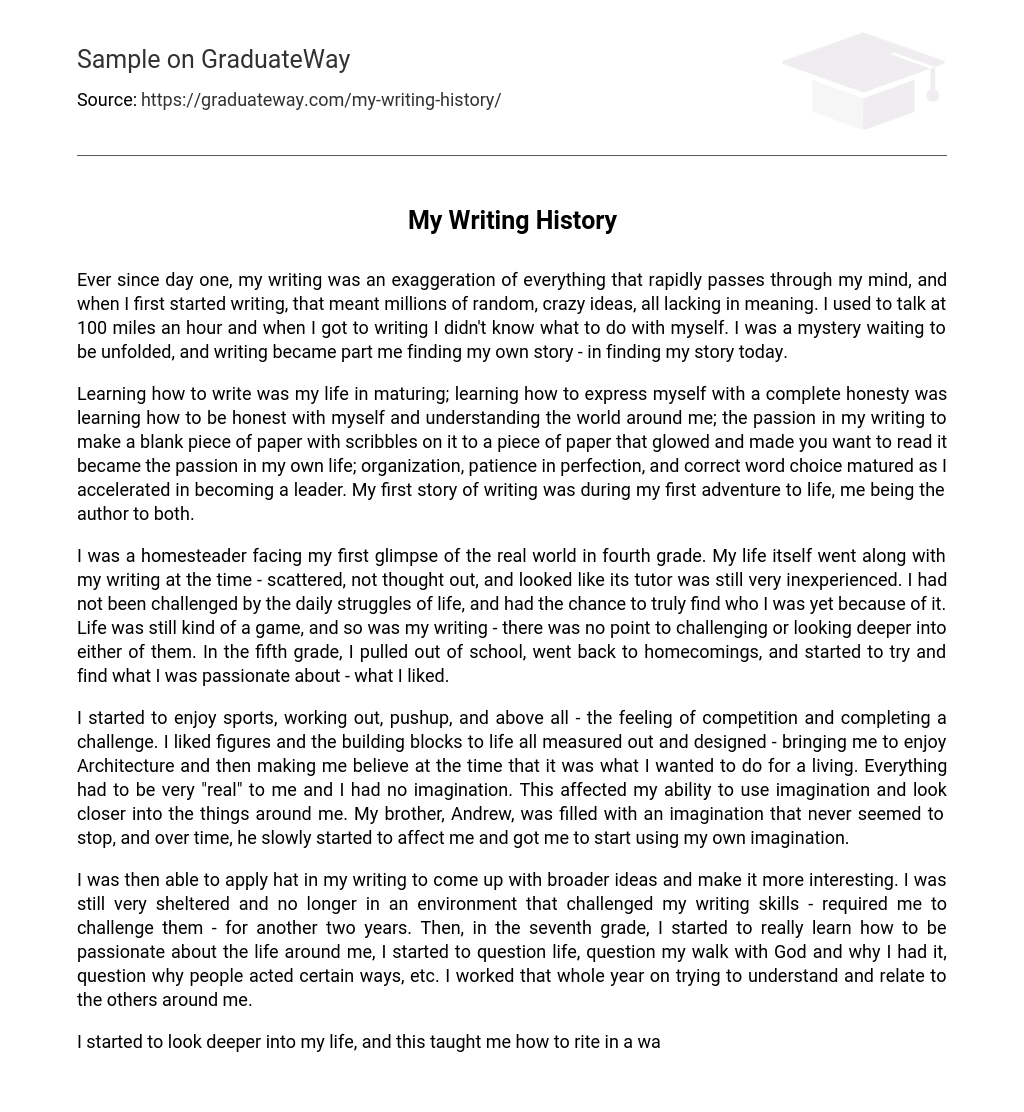 ⇉My Writing History Essay Example GraduateWay