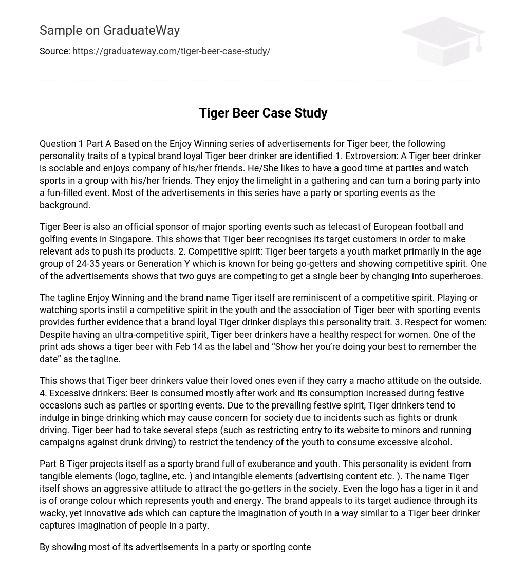 Tiger Beer Case Study 2631 Words Free Essay Example on GraduateWay