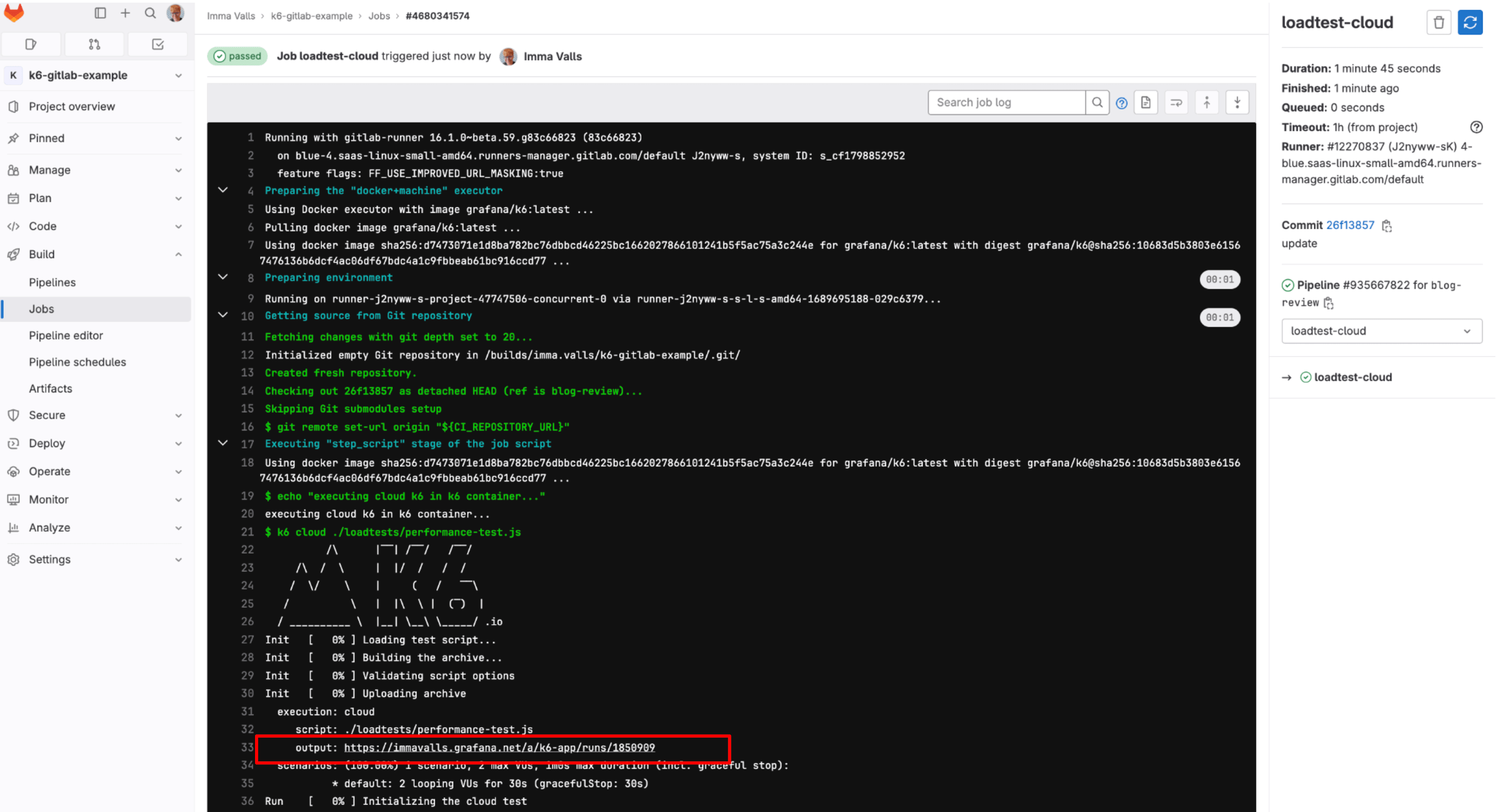 Load testing with GitLab Grafana Labs