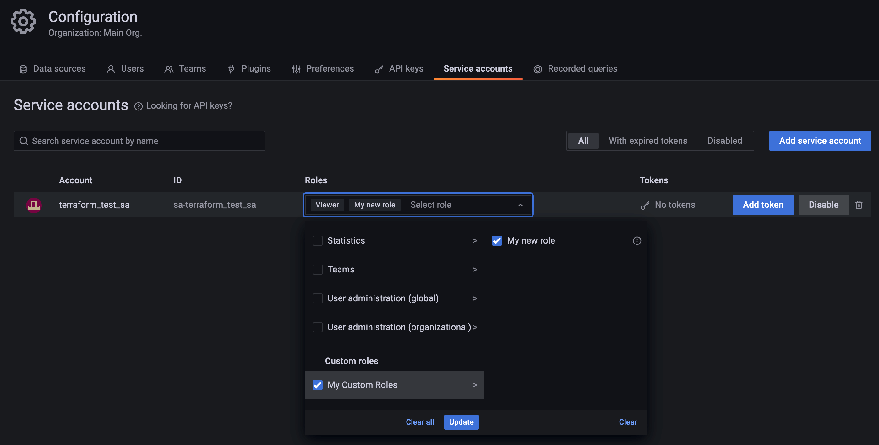 Provisioning RBAC with Terraform Grafana documentation