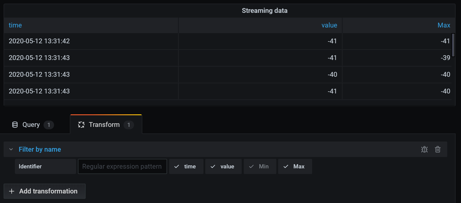 Transform data Grafana documentation