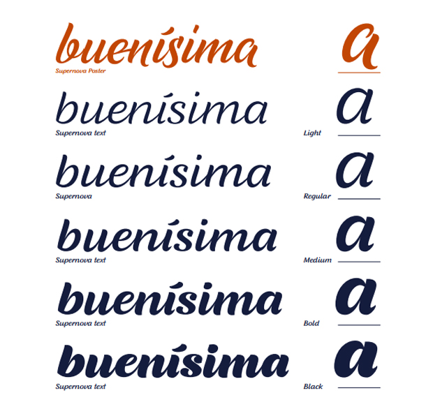 Supernova, tipografía script y disponible para pequeños