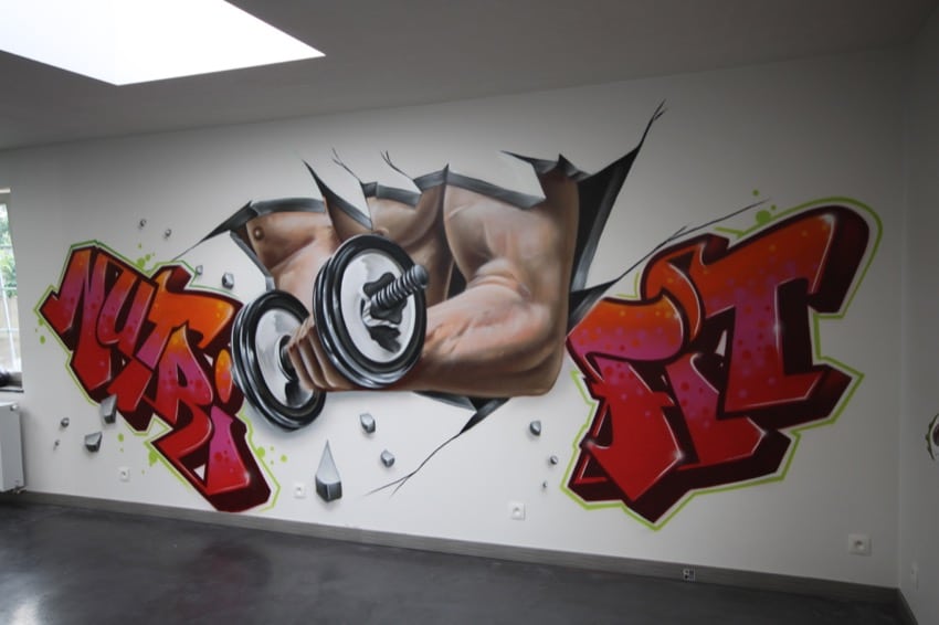 Graffiti painting in gym