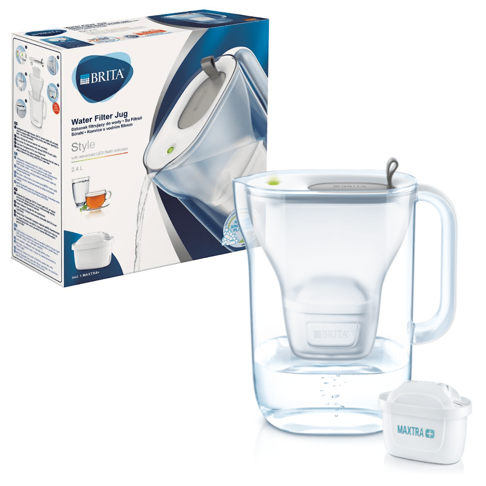 Water Filter Jug BRITA Style 2.4L Grey with 1 Brita MAXTRA+ Cartridge