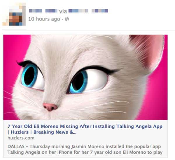 No, a 7yearold WASN'T abducted after installing Talking Angela app