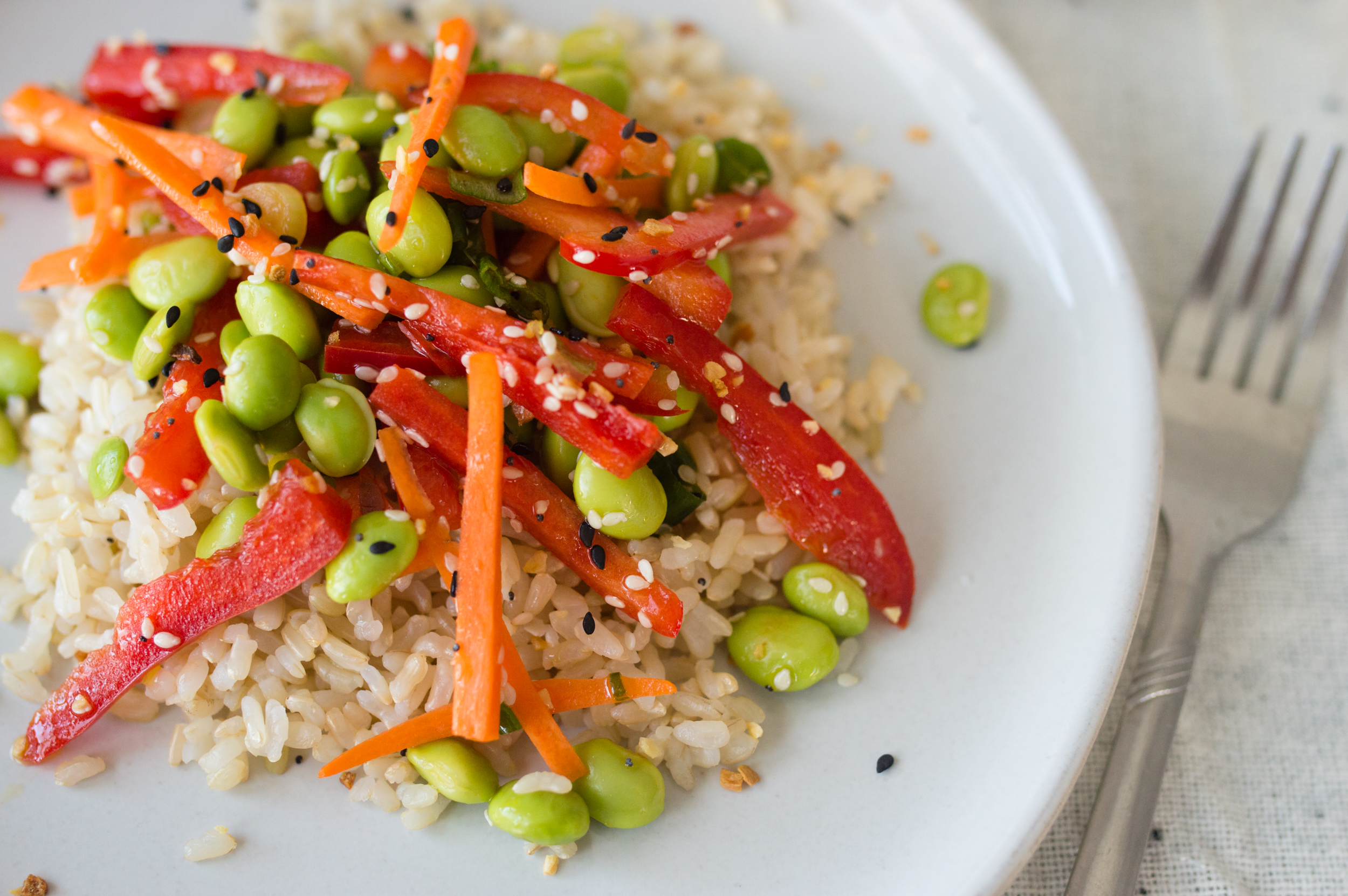 Protein Packed Edamame Brown Rice Salad Grain Trust