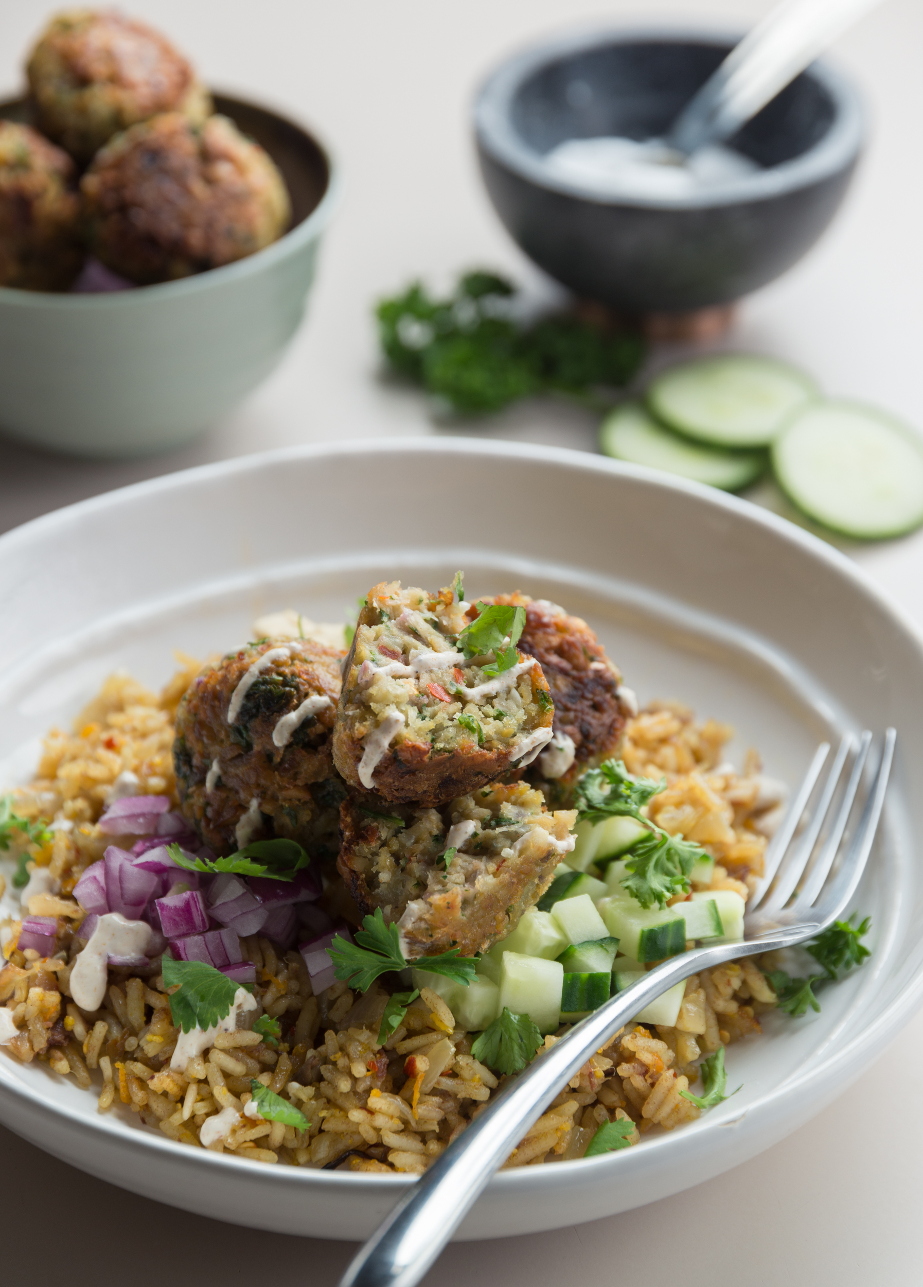 Falafel with Moroccan Spiced Jasmine Rice Grain Trust