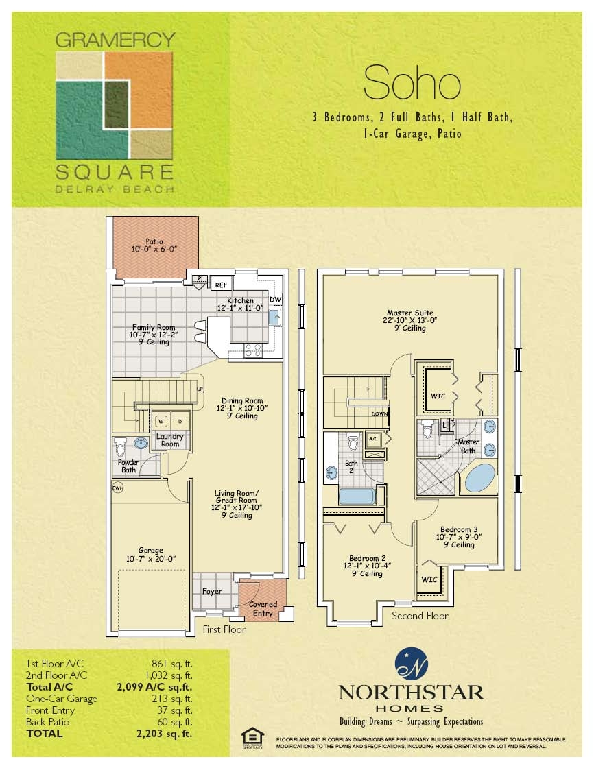 the SoHo floorplan at Gramercy Square in Delray Beach, Florida