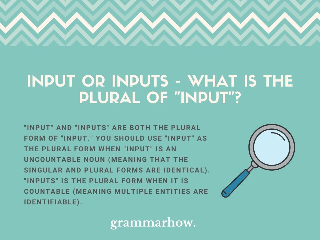 Input or Inputs? Correct Plural Form (Helpful Examples)