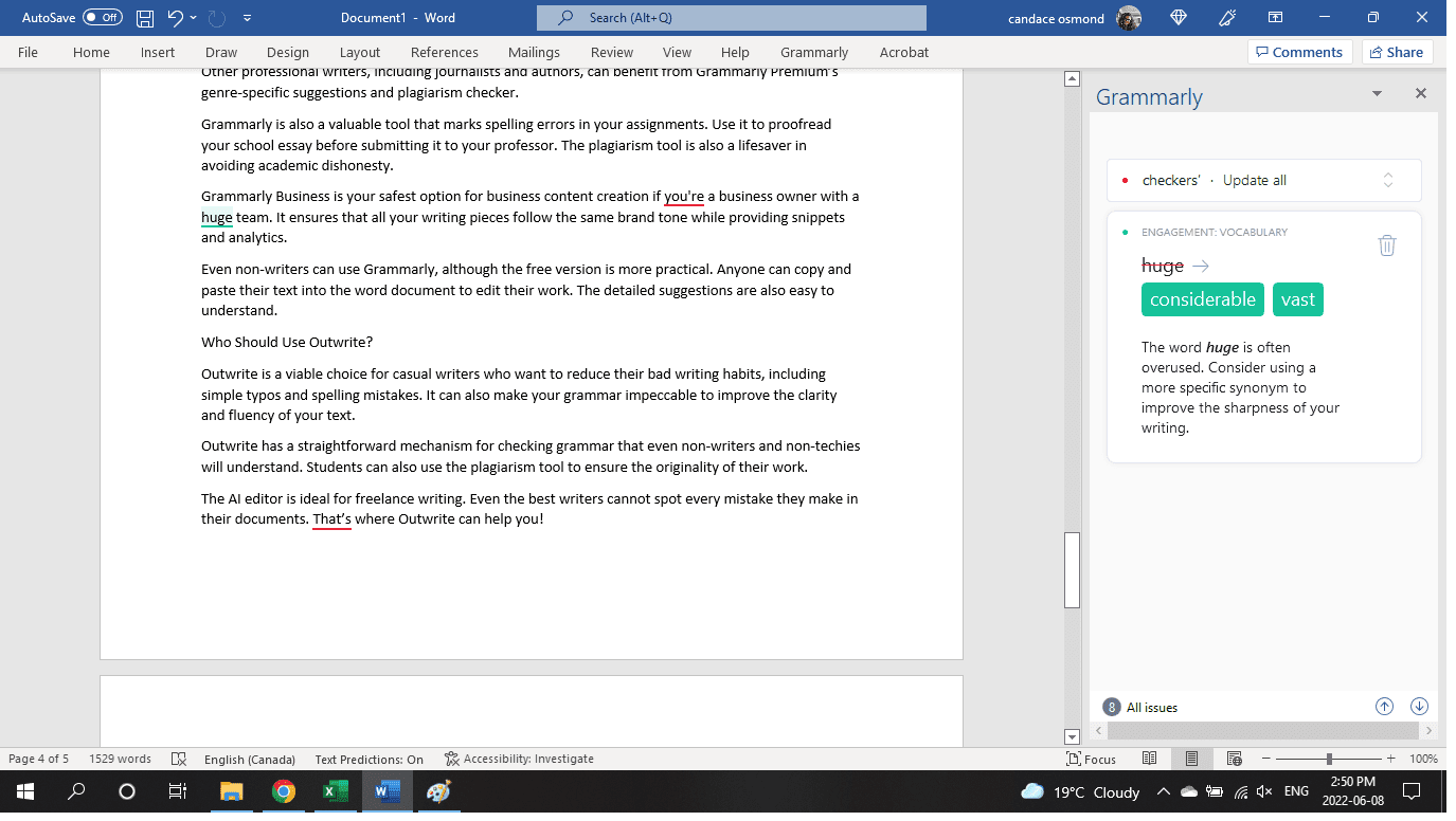 Outwrite vs Grammarly