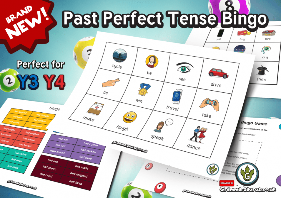Year 3/4 Past Perfect Tense Bingo Game Grammarsaurus