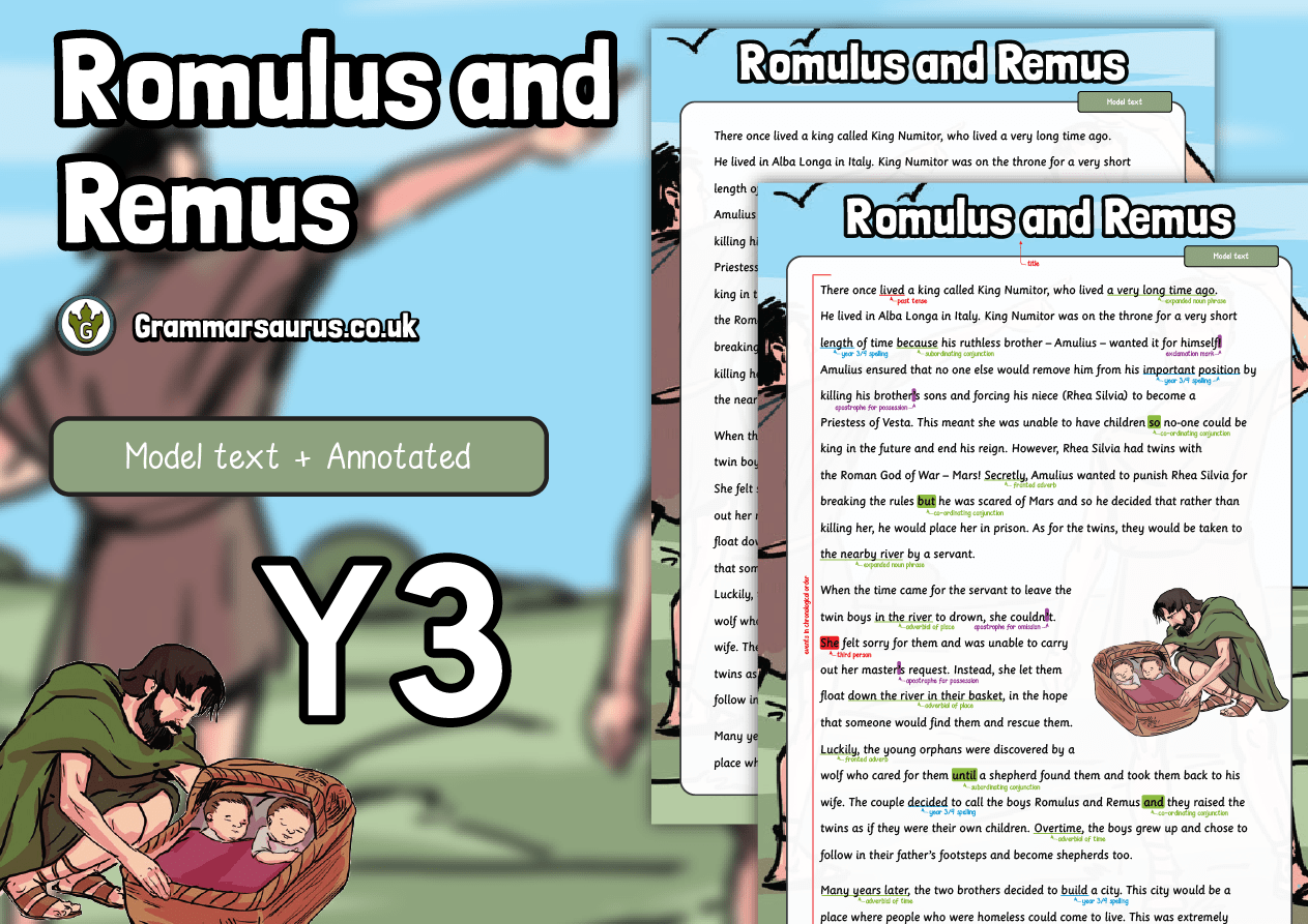 Year 3 Model Text Short story Romulus and Remus Grammarsaurus