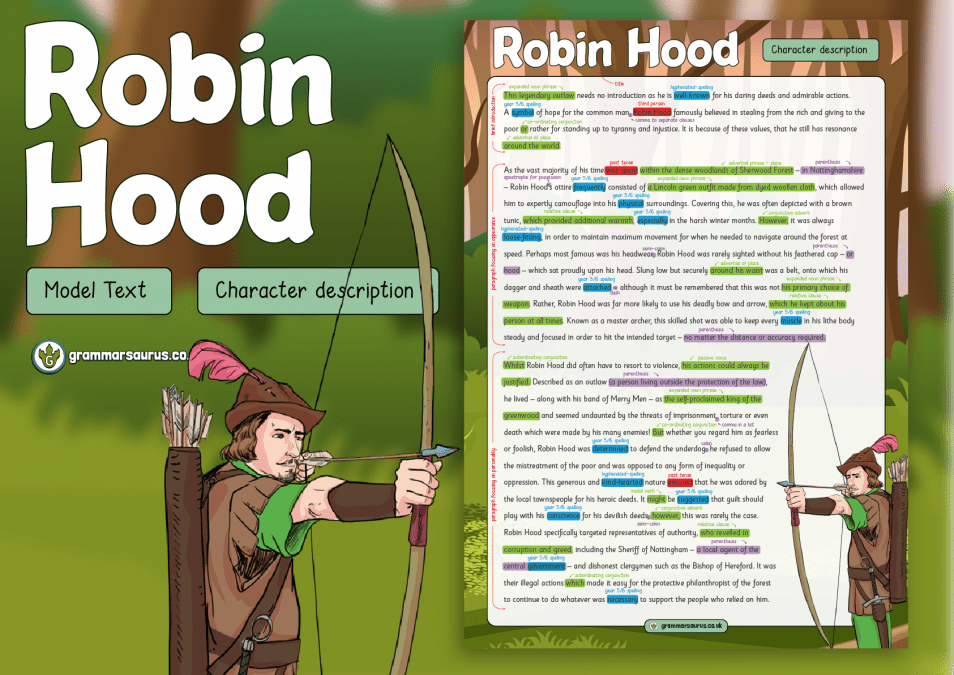 Year 6 Model Text Character Description Robin Hood ( gbsct P6