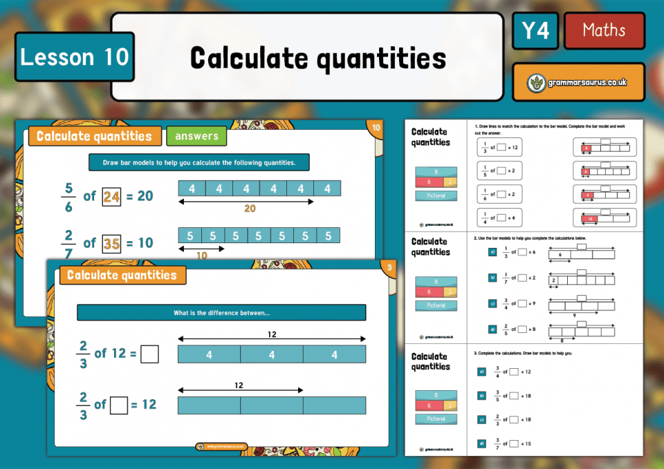 Year 4 Fractions Calculate Quantities Lesson 10