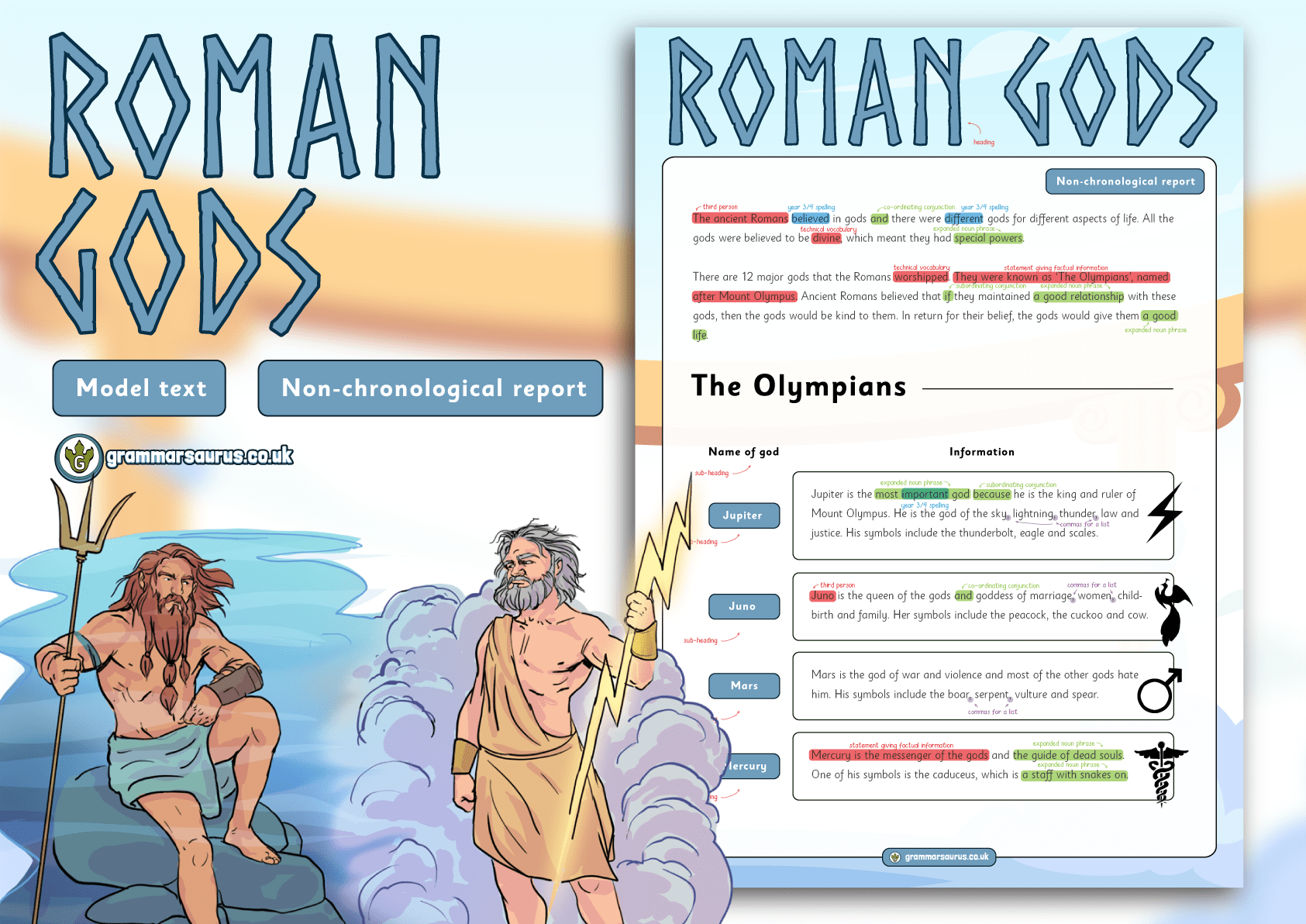 Year 4 Model Text Non Chronological report Roman Gods ( gbsct P4