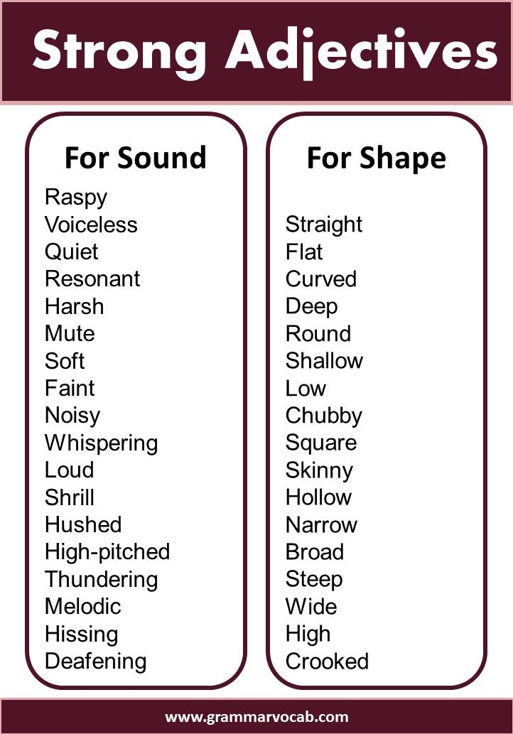 300+ List of Strong Adjectives Pdf GrammarVocab