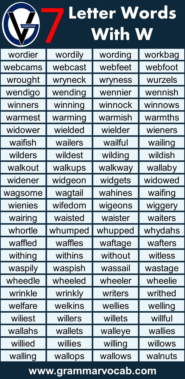 Seven Letter Words Starting with W GrammarVocab