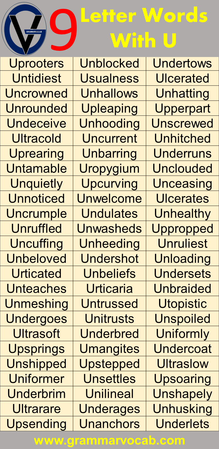 Nine Letter Words Starting With U GrammarVocab