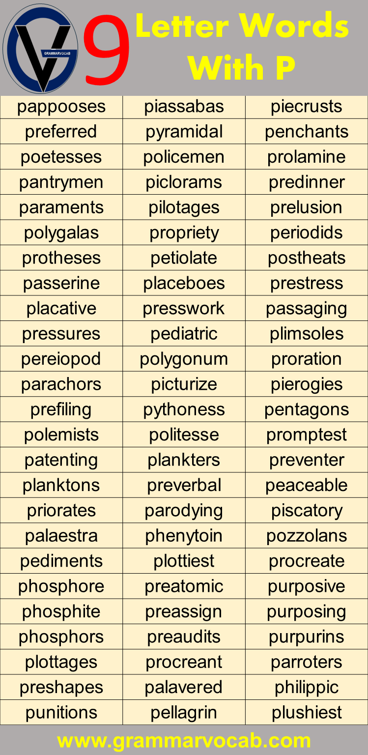 Nine Letter Words Starting With P GrammarVocab