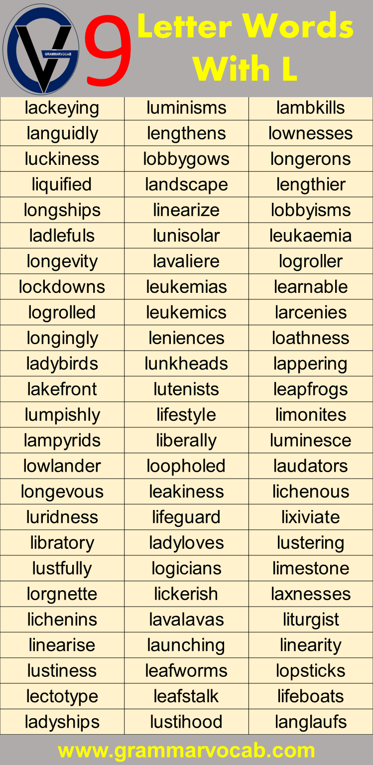 Nine letter words starting with L GrammarVocab