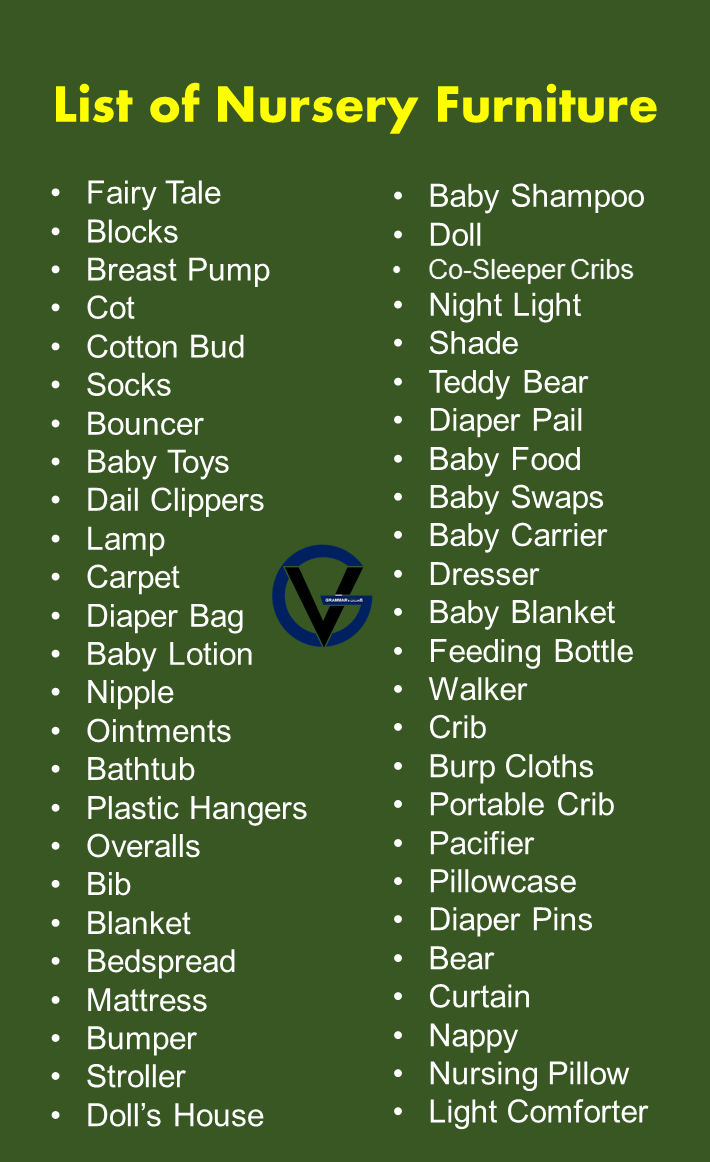 List of Nursery Furniture Pictures GrammarVocab