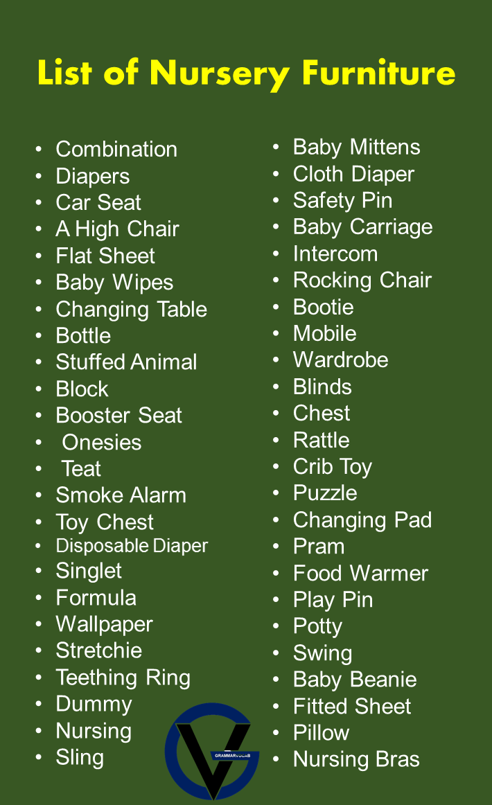 List of Nursery Furniture Pictures GrammarVocab