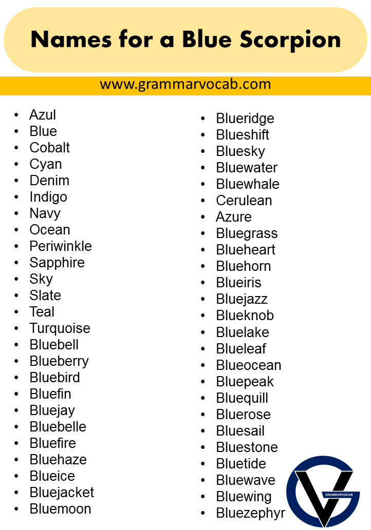 List Of Names for Pet Scorpions Naming Ideas GrammarVocab