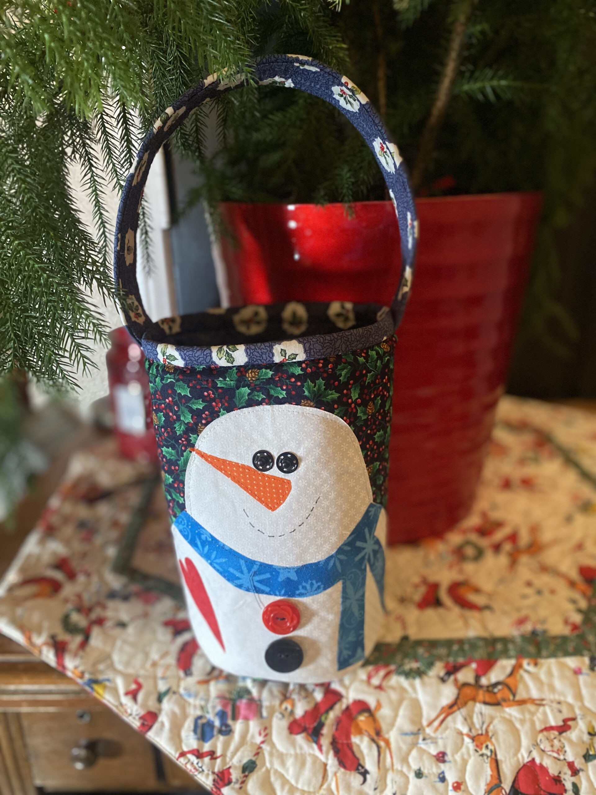 Snowman Appliqued & Quilted Buckets