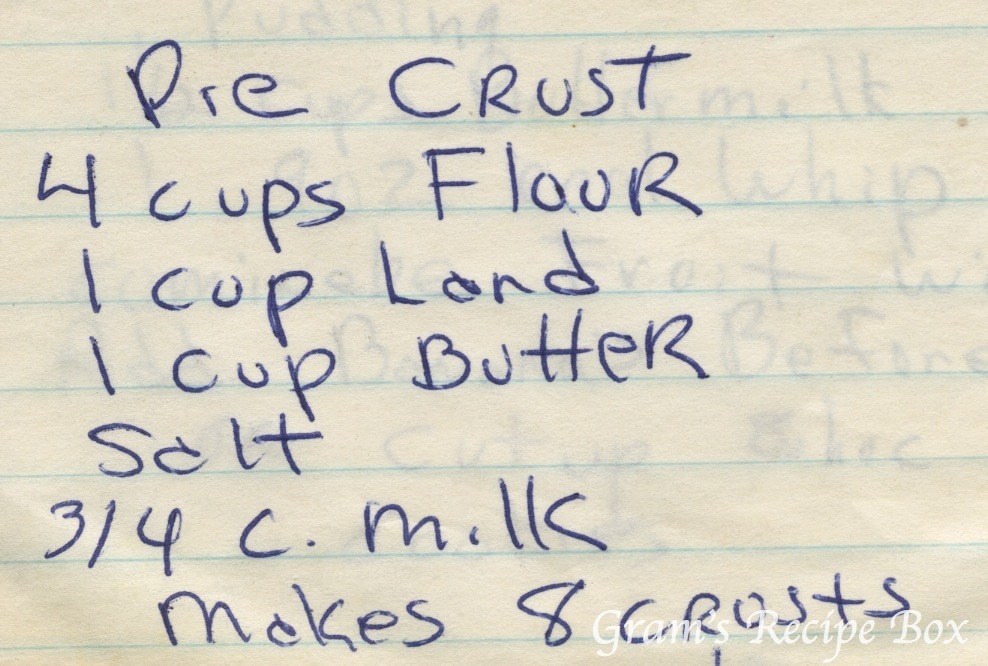 Pie Crust Gram's Recipe Box