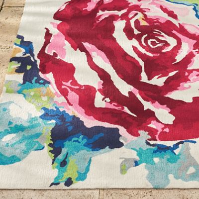 Watercolor Rose Outdoor Rug Grandin Road