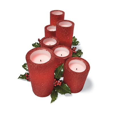 Battery Operated Red Glitter Candles Grandin Road