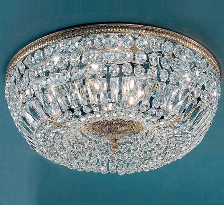 Crystal Baskets Collection 24″ Dia Extra Large Brass & Crystal Flush
