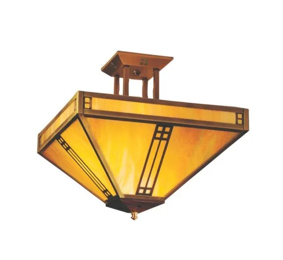 Prairie 18" Dia Large Arts & Crafts Ceiling Light Grand Light