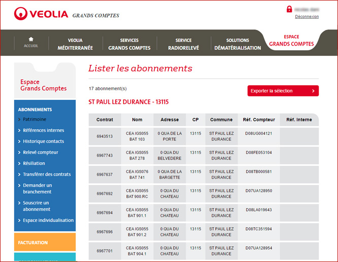 Vos abonnements Veolia
